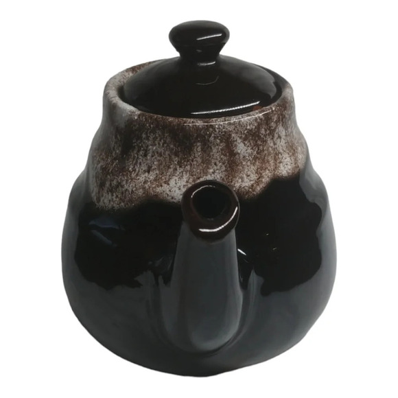 Vintage Hamilton Royal Canadian Pottery  two-tone brown glazed teapot - Picture 4 of 10